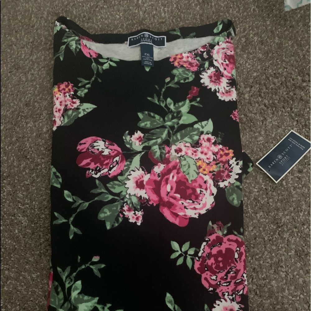 Karen Scott Black Pink Sheath Midi Dress